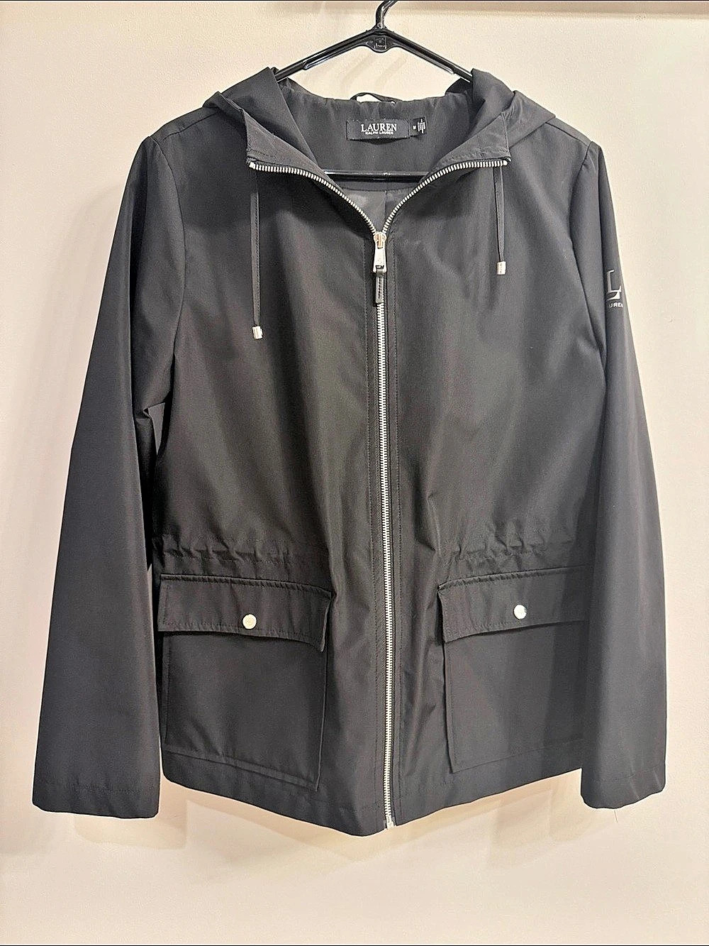 Lauren Ralph Lauren Black Hooded Utility Jacket Size Medium